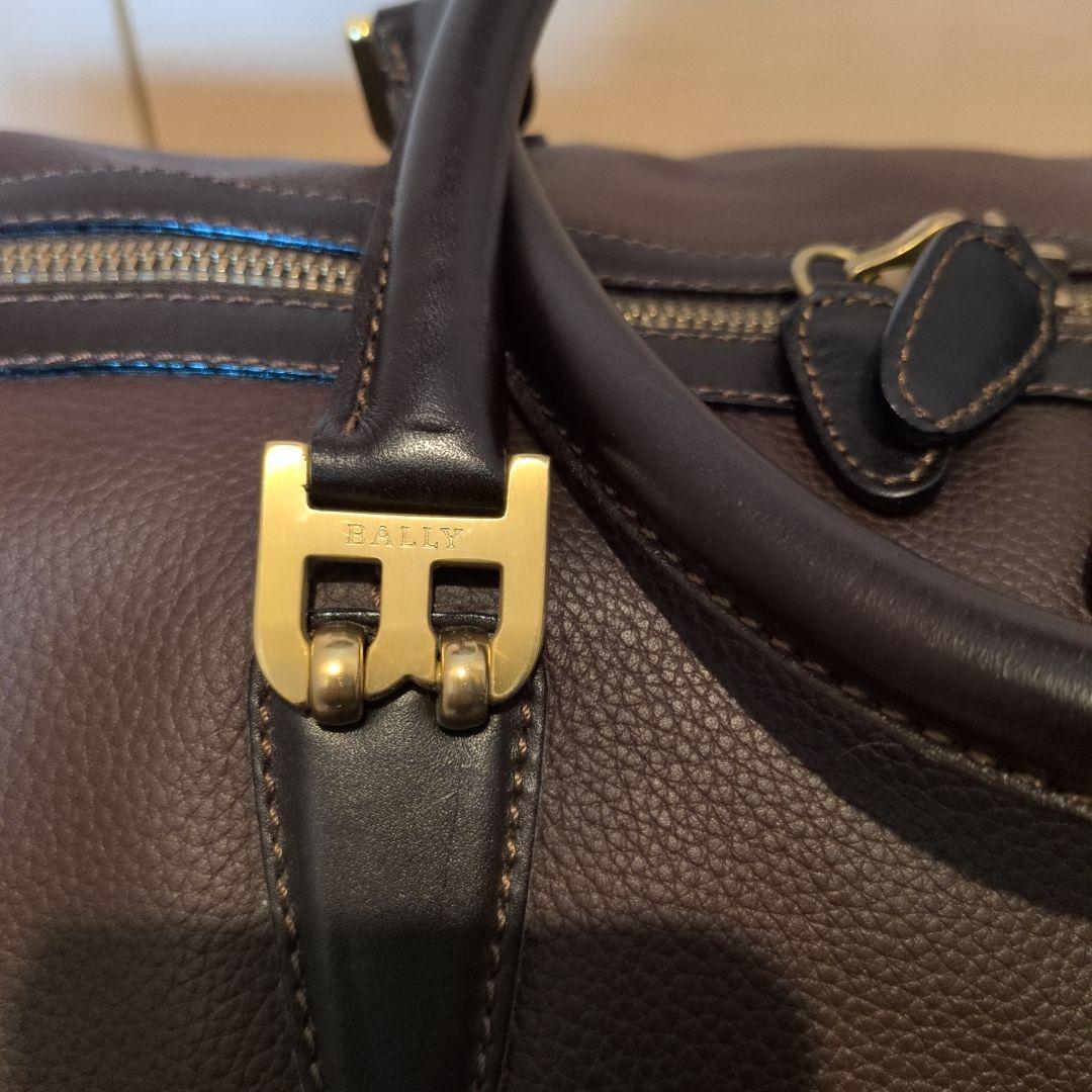 【美品】BALLY バリー ダークブラウン ボストンバッグ 2WAY シボ革