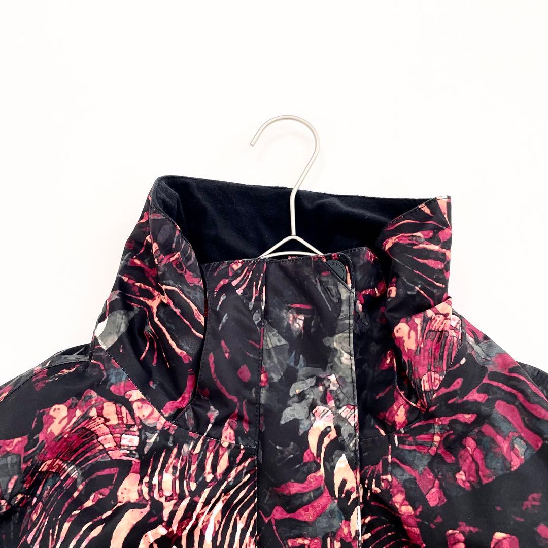 4473【美品】ROXY スノボウェア レディース 花柄 ジャケット ブラック