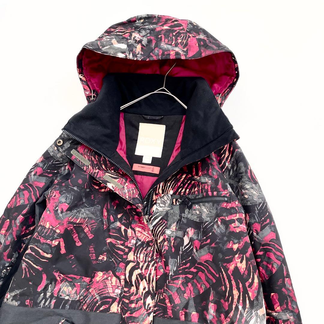 4473【美品】ROXY スノボウェア レディース 花柄 ジャケット ブラック