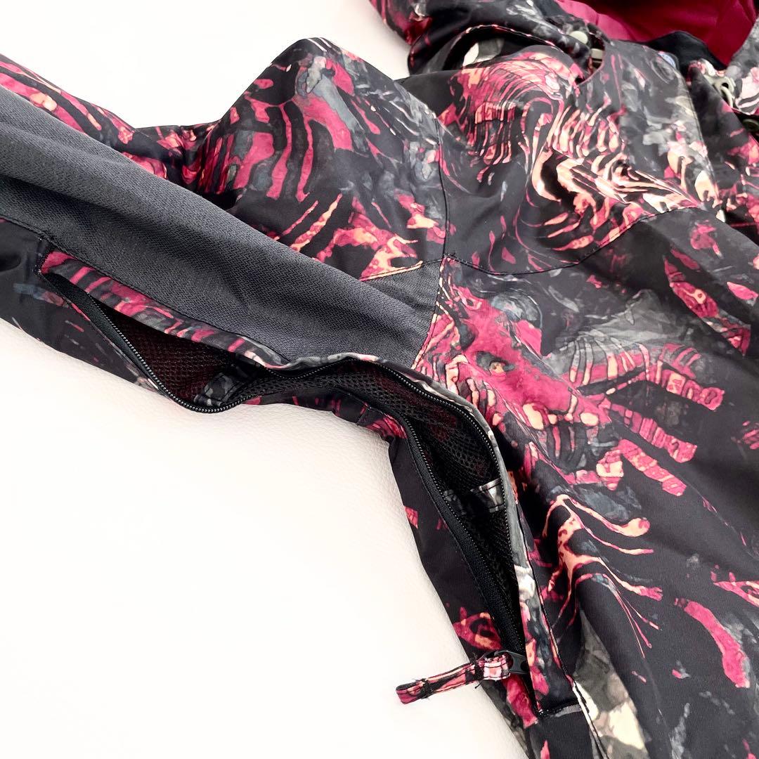 4473【美品】ROXY スノボウェア レディース 花柄 ジャケット ブラック