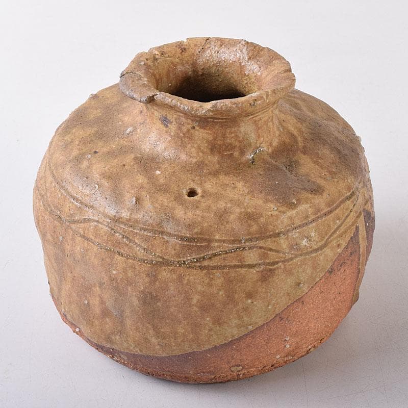 コロンビア渓谷焼　両志庵窯　大木宗完作　蹲（うづくまる）壷　共箱　V　R8721