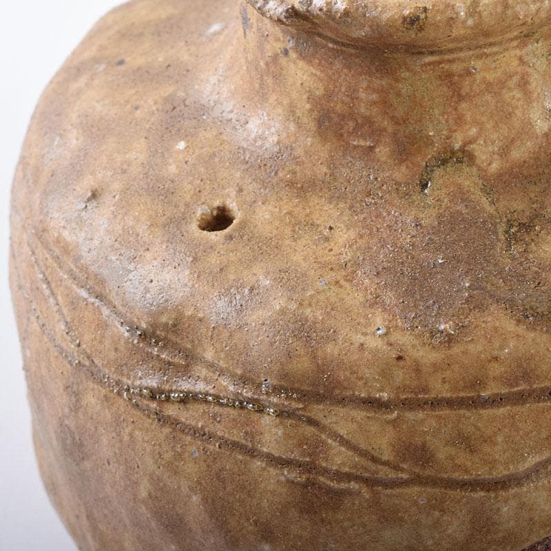 コロンビア渓谷焼　両志庵窯　大木宗完作　蹲（うづくまる）壷　共箱　V　R8721