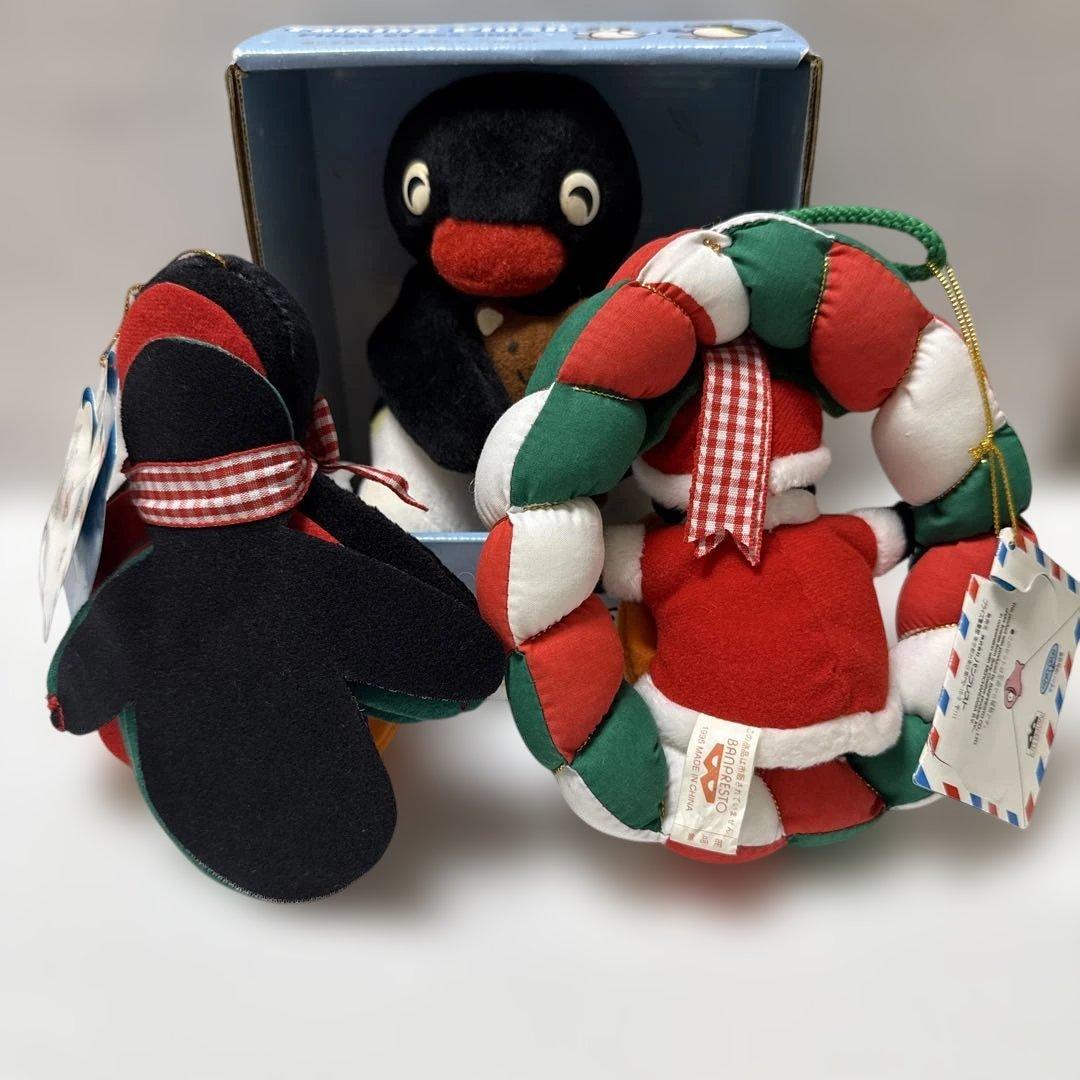 ピングー　ぬいぐるみ　クリスマス　リース　おしゃべり　レトロ　セット