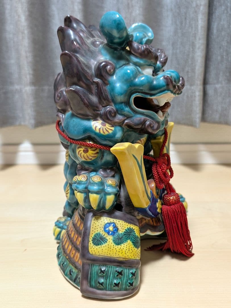 九谷焼 獅子 兜 縁起物 置物 陶器 骨董品 時代物 アンティーク 古民家