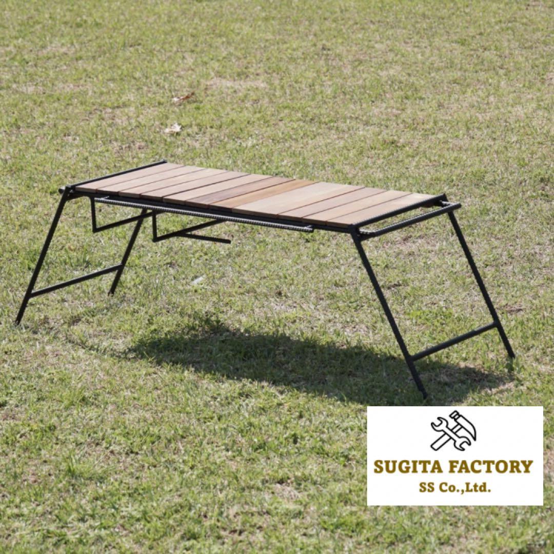 檜無垢材　タフまる対応アイアンテーブル　アイアンレッグ　キャンプテーブル　ソロ