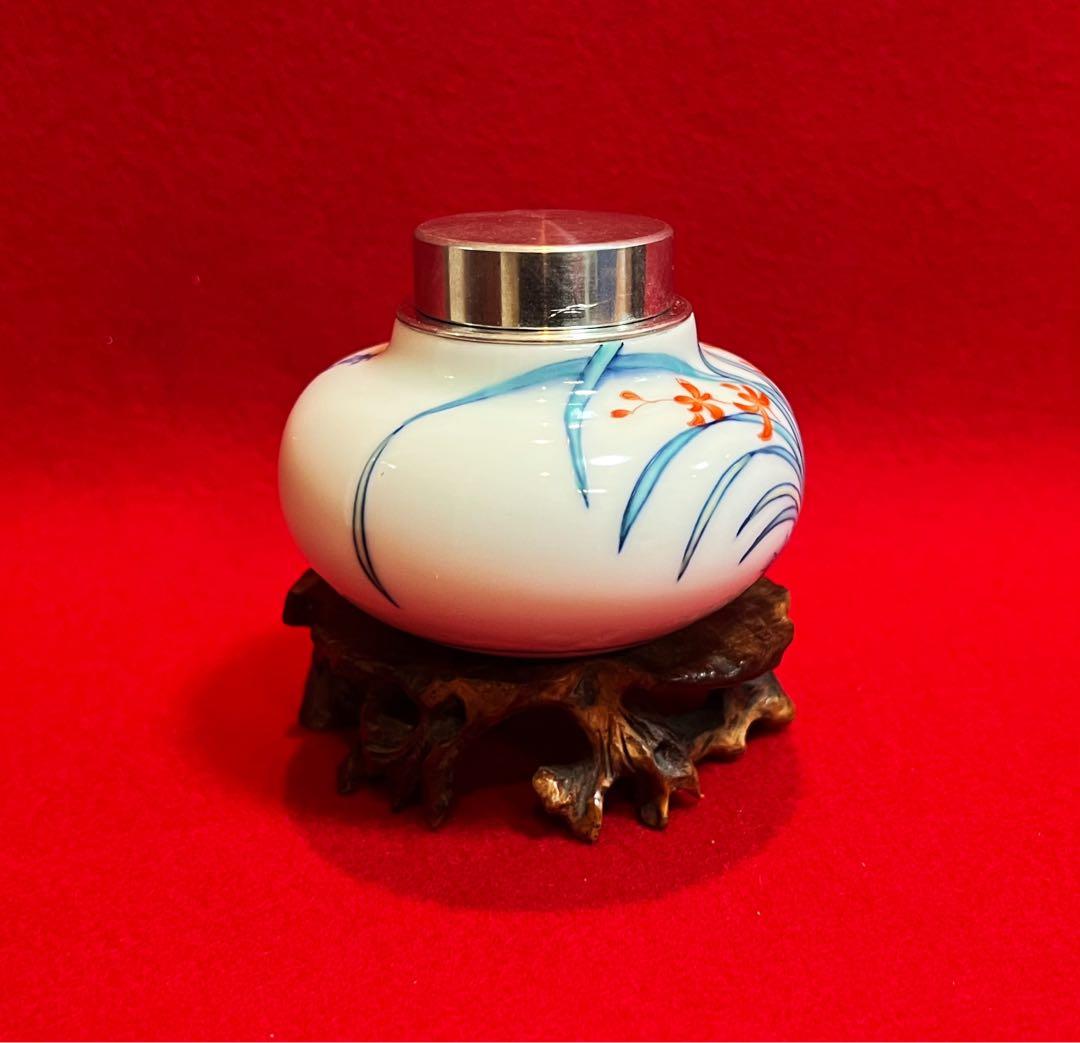 茶道具 鍋島焼 茶入 茶筒 香風君子 煎茶道具