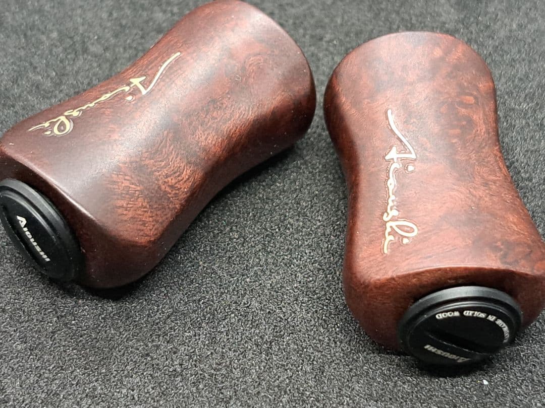 ①Ｂ平型ウッドノブ 木製/ブラック 2個セット ダイワSタイプ シマノAタイプ