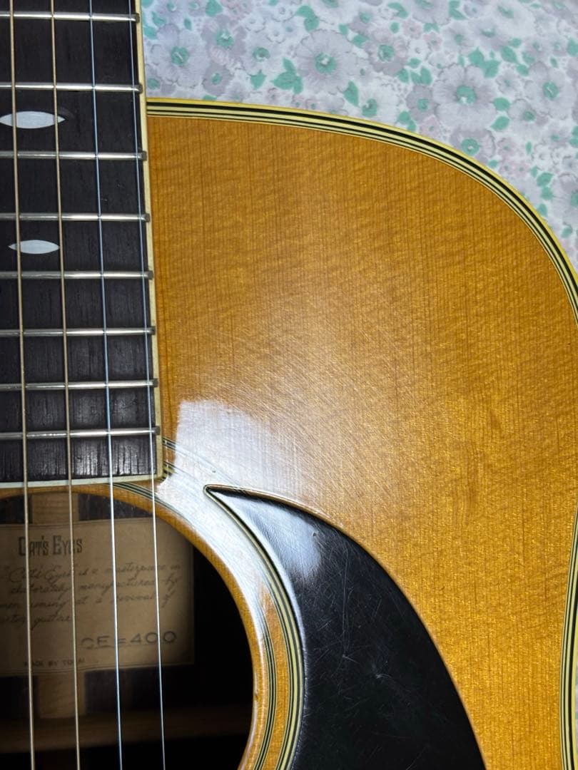程度上々々❗️レア‼️初期型　大文字ロゴCAT'S EYESアコギCE400調整済！