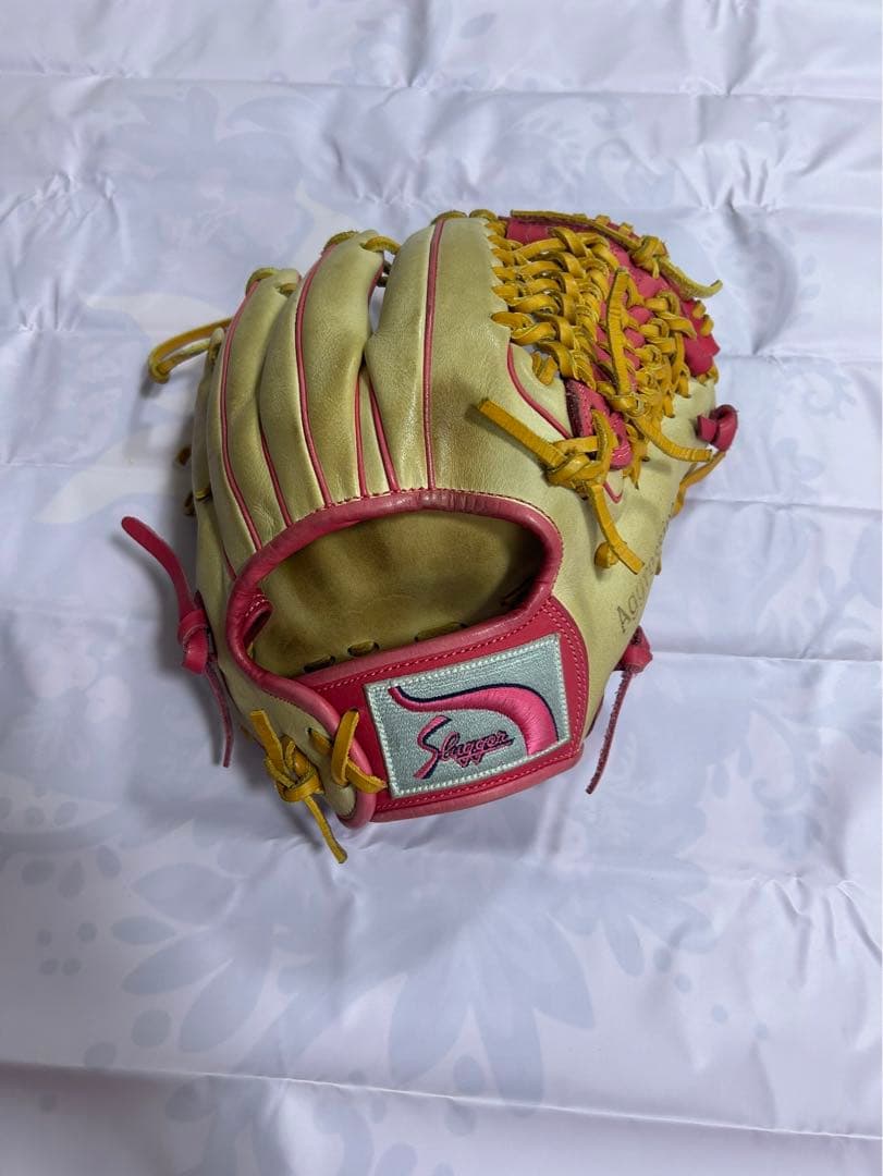 スラッガー　内野用　軟式グローブ キャメル/ピンク オーダー