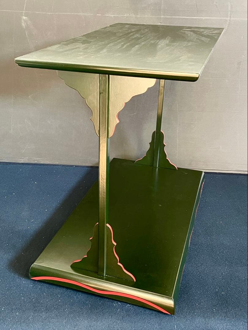 割引❣️【最高級品質 美品】 「母」川瀬表完 青漆一閑爪紅 及台子 共箱（F完）