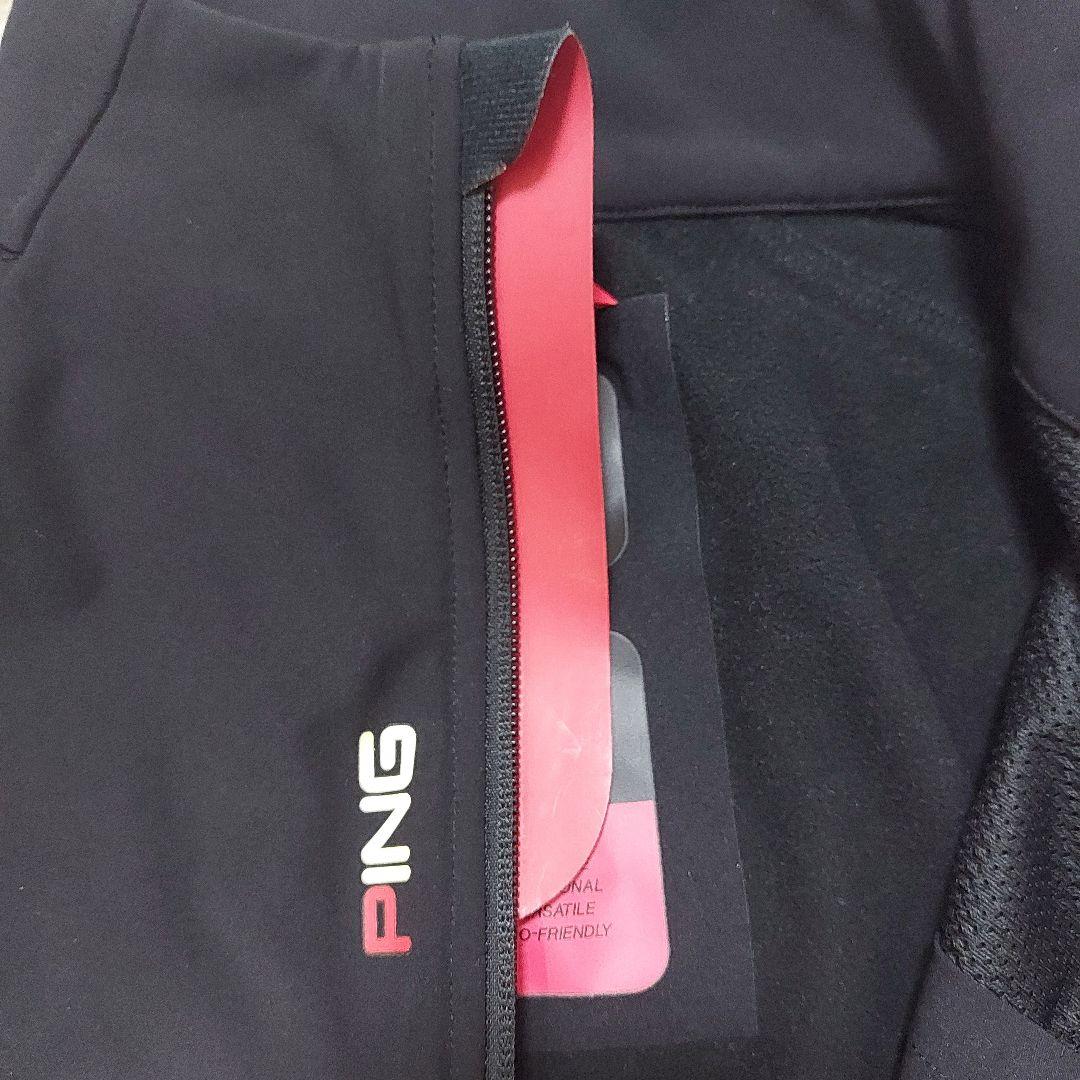 PING POLARTEC 裏起毛 薄手 ベスト ダブルジップ 黒 Lサイズ
