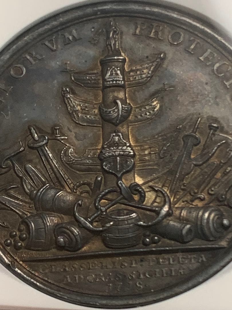値下げ❗️ ジョージ1世　シルバーメダルパッサロ海戦　素晴らしいダークトーン