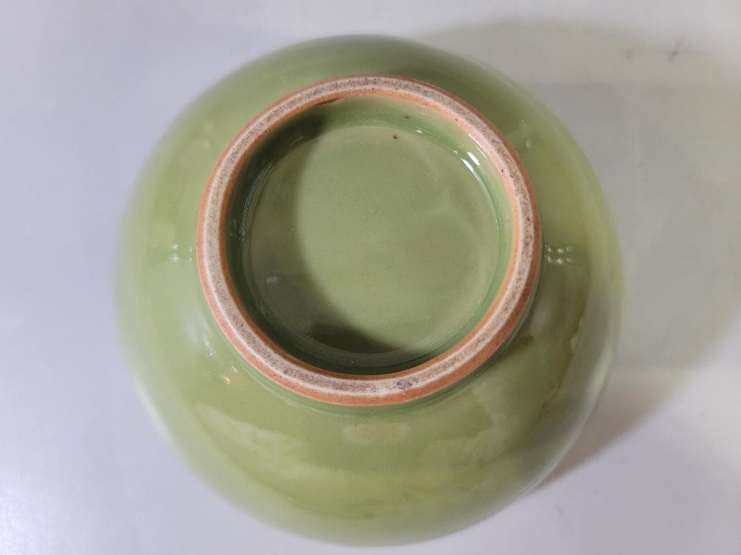 茶道具 中国 青磁 牡丹唐草紋 茶碗 DT778