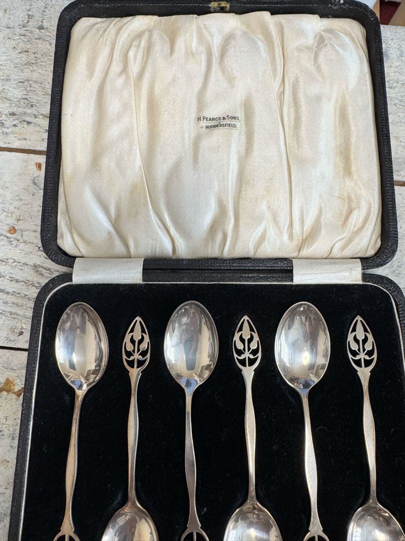 スターリングシルバースプーン6本セット英国アンティーク(1924年製造)箱入り