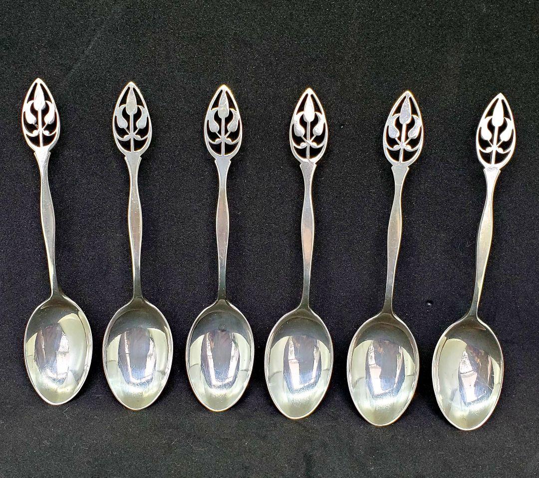 スターリングシルバースプーン6本セット英国アンティーク(1924年製造)箱入り
