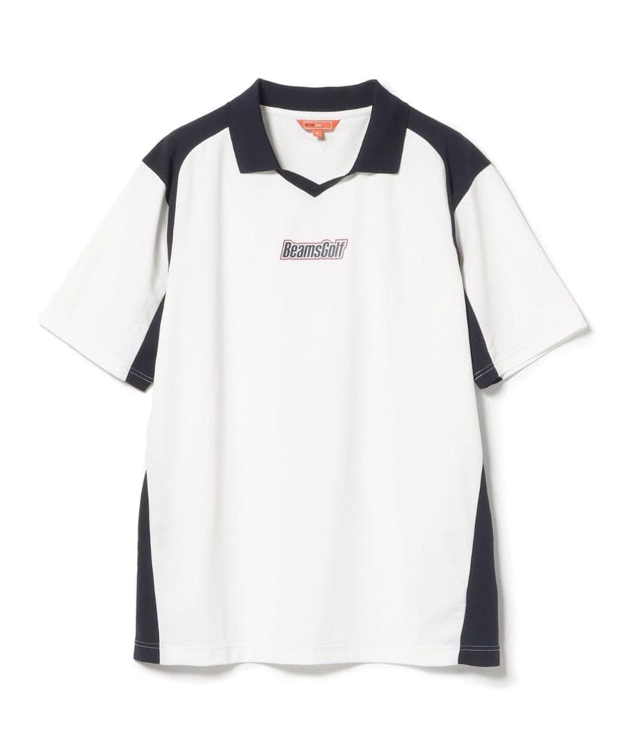ⓁBEAMS GOLF ビームスゴルフ 襟付きVネックプルオーバーWHITE