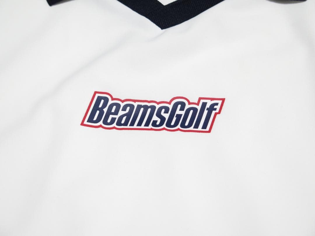 ⓁBEAMS GOLF ビームスゴルフ 襟付きVネックプルオーバーWHITE