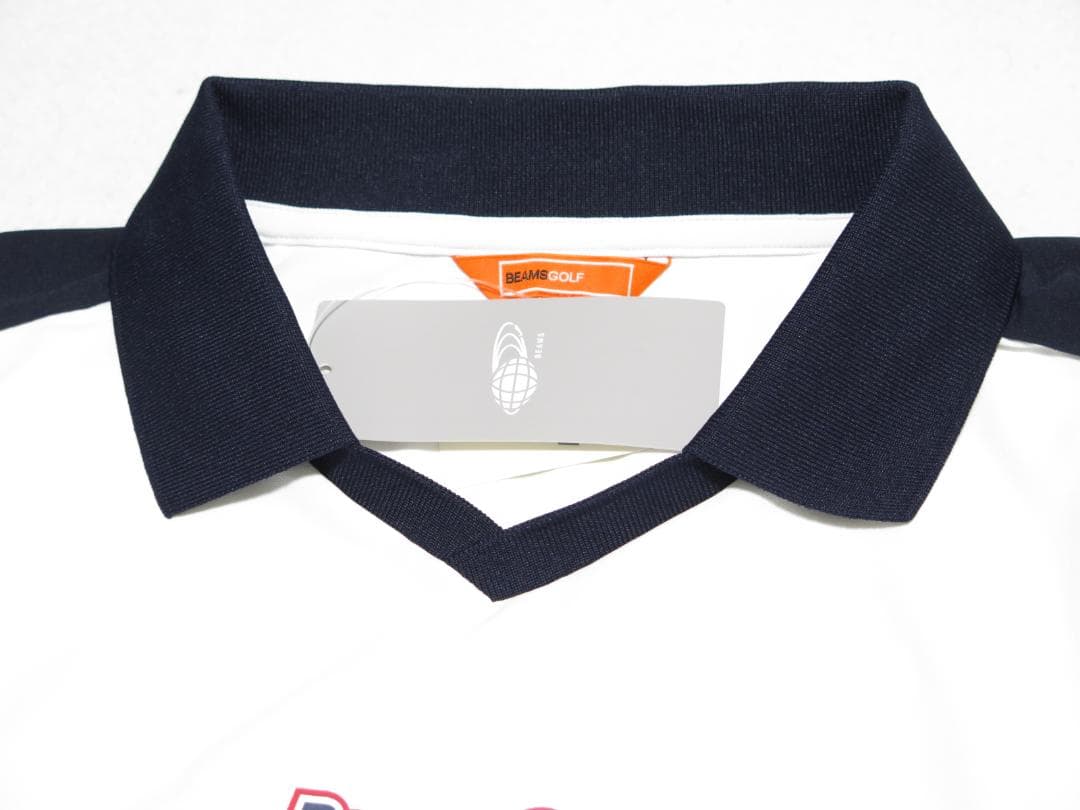 ⓁBEAMS GOLF ビームスゴルフ 襟付きVネックプルオーバーWHITE