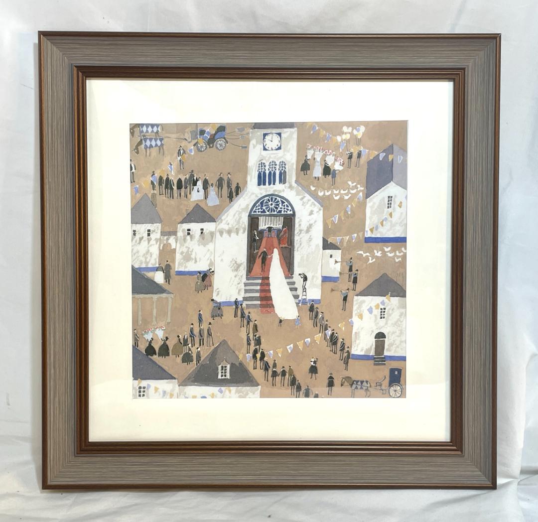 【新品】安野光雅「結婚式」ポスター 複製画　額付 あんのみつまさ