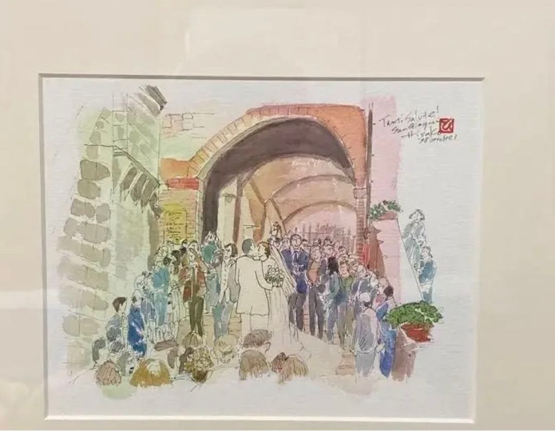 水彩画 Tanti Salute! サン・ジミニャーノ 1998年