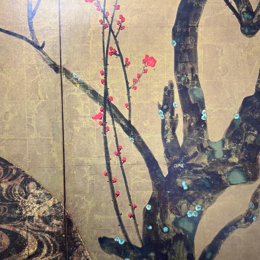 4147 尾形光琳 「紅白梅図」 工芸印刷 紙本 日本画 掛軸 おもてなし