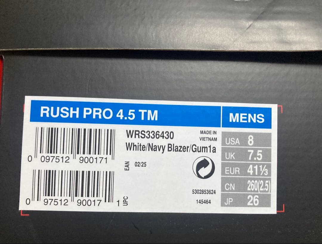 【新品】Wilson テニスシューズ　RUSH PRO 4.5TM 26センチ