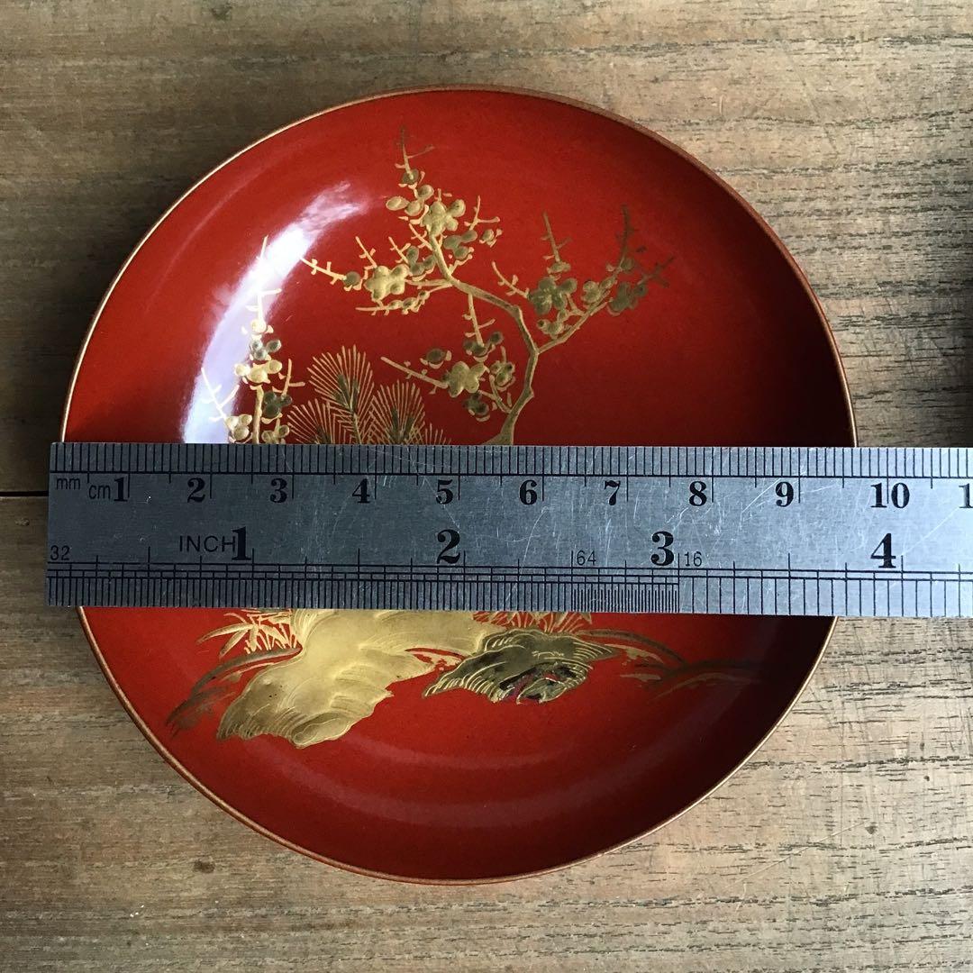 松竹梅　金彩　三つ組盃　金蒔絵　正月　祝い　本漆塗り