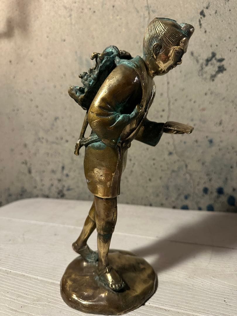 二宮金次郎像 銅像 ブロンズ彫刻 置物 銅製 オブジェ