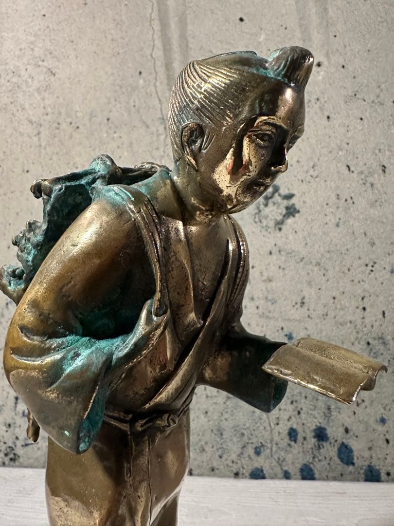 二宮金次郎像 銅像 ブロンズ彫刻 置物 銅製 オブジェ