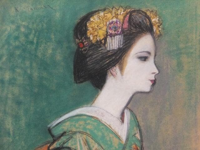 田村孝之介　直筆サイン『舞妓』ペーパーにパステル画 10号 0418K