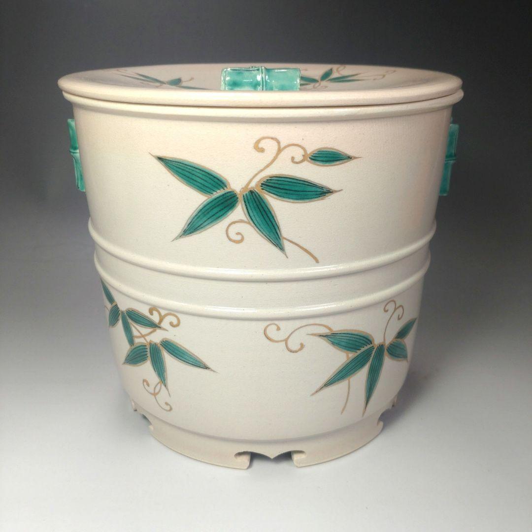 イ50 皆具『犬山　竹の絵　在銘　共箱』茶道具　水指杓立蓋置建水