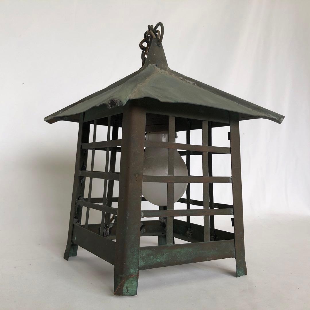 古民具 錆あり 吊り灯ろう 吊り灯籠 燈籠 銅製 ヴィンテージ アンティーク