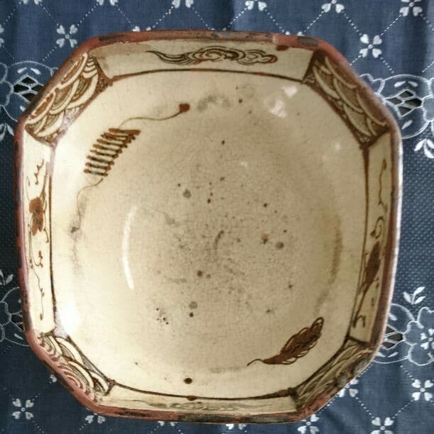 値下・志野鉄絵菓子器