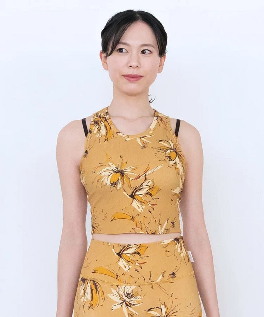 SUKALA リブBigフラワープリントショートタンクトップS