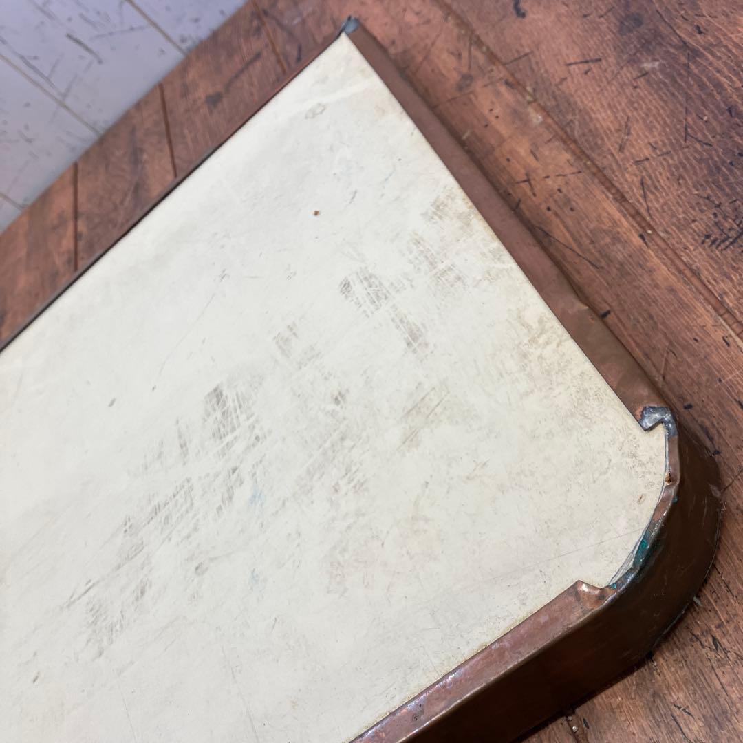 銅板台座 飾り台 古道具 高台プレート アンティーク飾り棚 長方形 ビンテージ