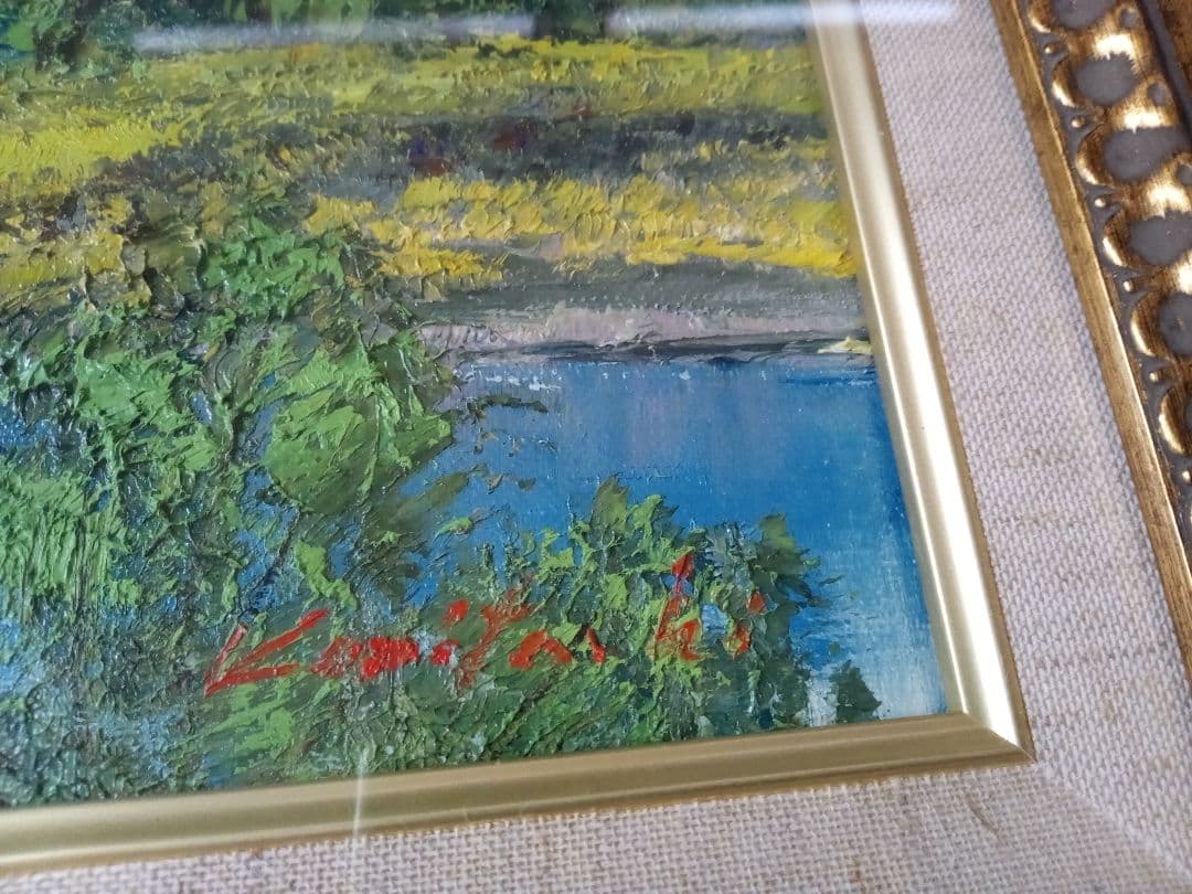 国立秀雄 「千曲川」油彩画 風景画