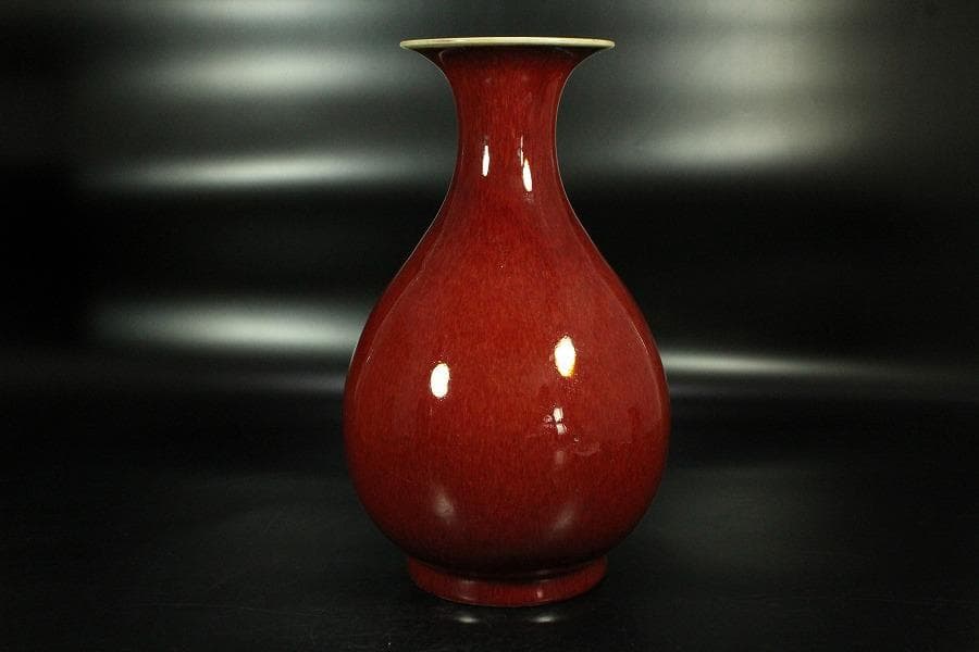 中国美術 釉裏紅 瓶 美品(K-HA504)