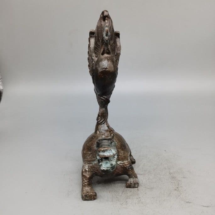 銅器 銅製 金鶏独立竜亀 置物 茶道具 装飾品 工芸品 美術品 置物