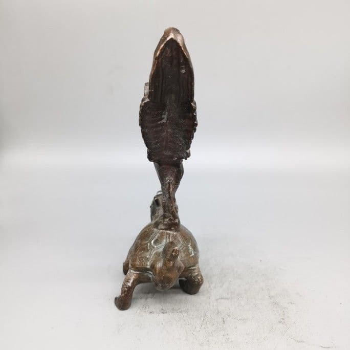 銅器 銅製 金鶏独立竜亀 置物 茶道具 装飾品 工芸品 美術品 置物