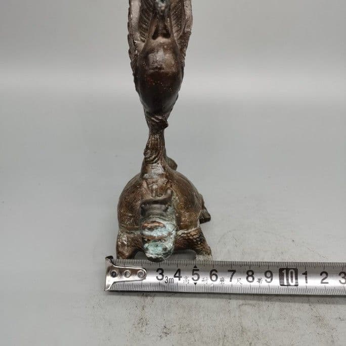 銅器 銅製 金鶏独立竜亀 置物 茶道具 装飾品 工芸品 美術品 置物