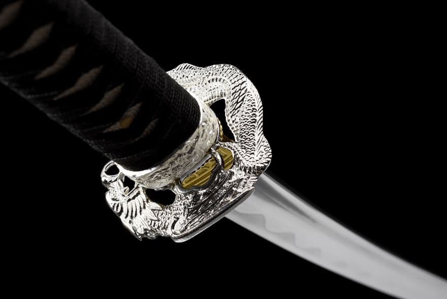 武具　刀装具　日本刀　模造刀   居合刀 銀竜武士刀（炭素鋼）