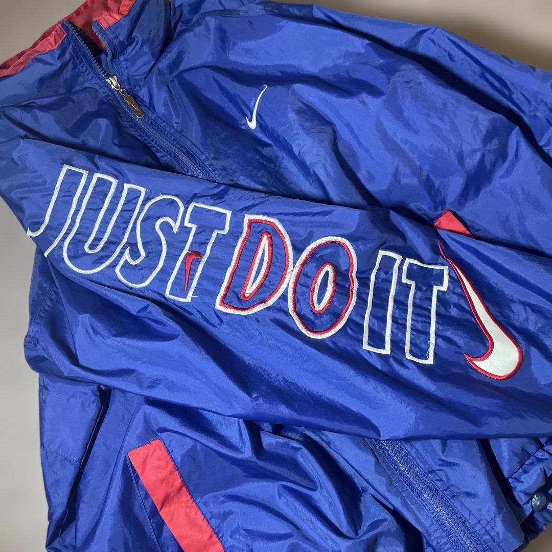 Nike ナイロン上下セット M 青 JUST DO IT ビンテージ　ナイキ