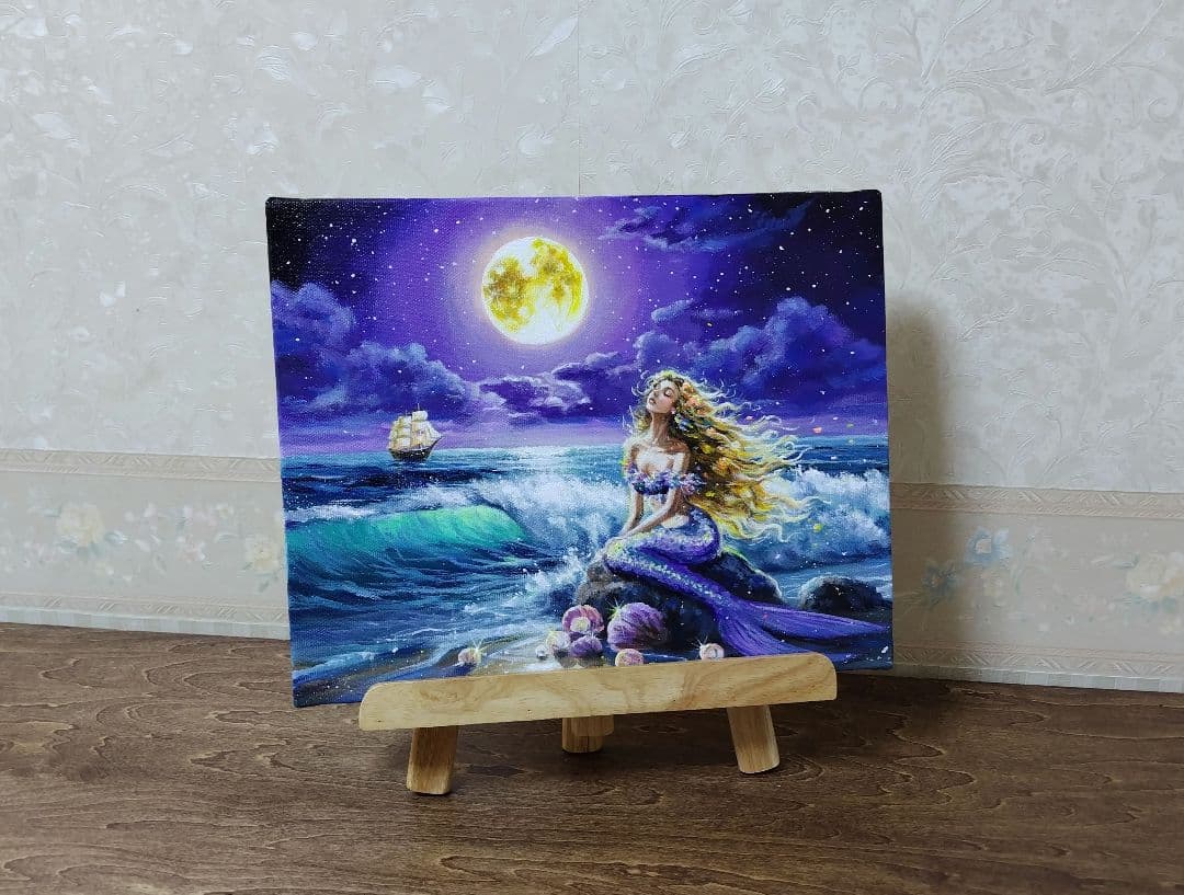 m*n様 【月光を浴びて】アクリル画 F3 風景画 絵画