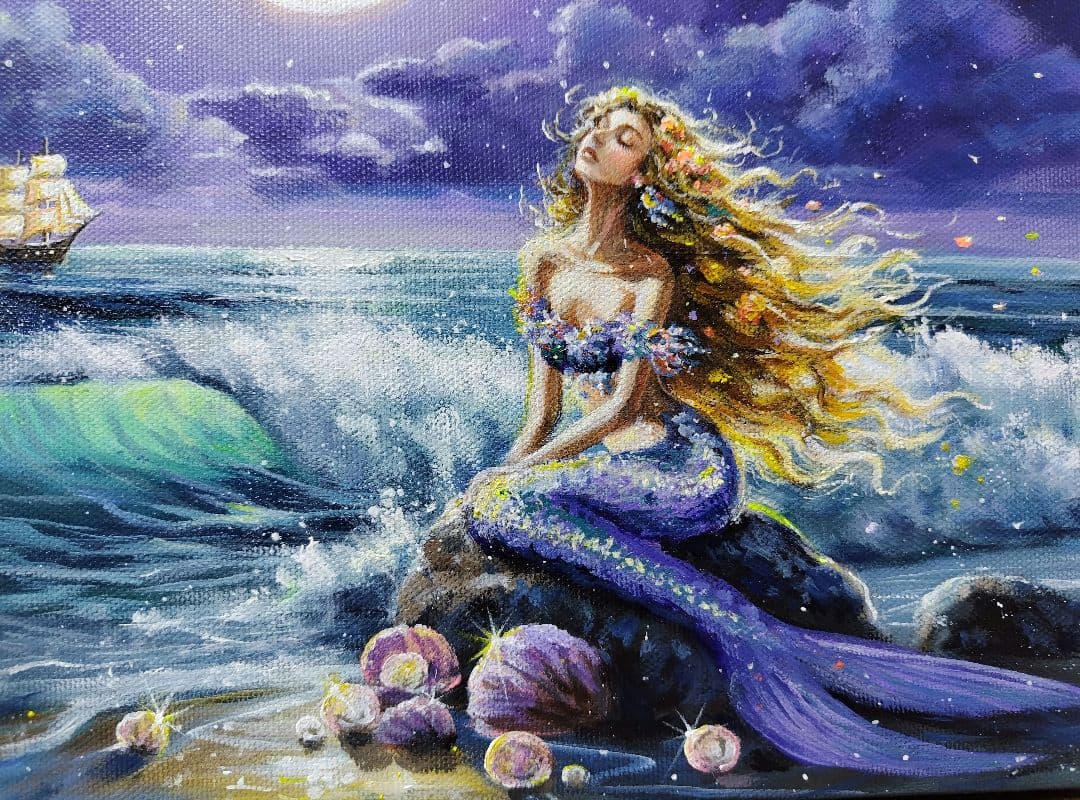 m*n様 【月光を浴びて】アクリル画 F3 風景画 絵画