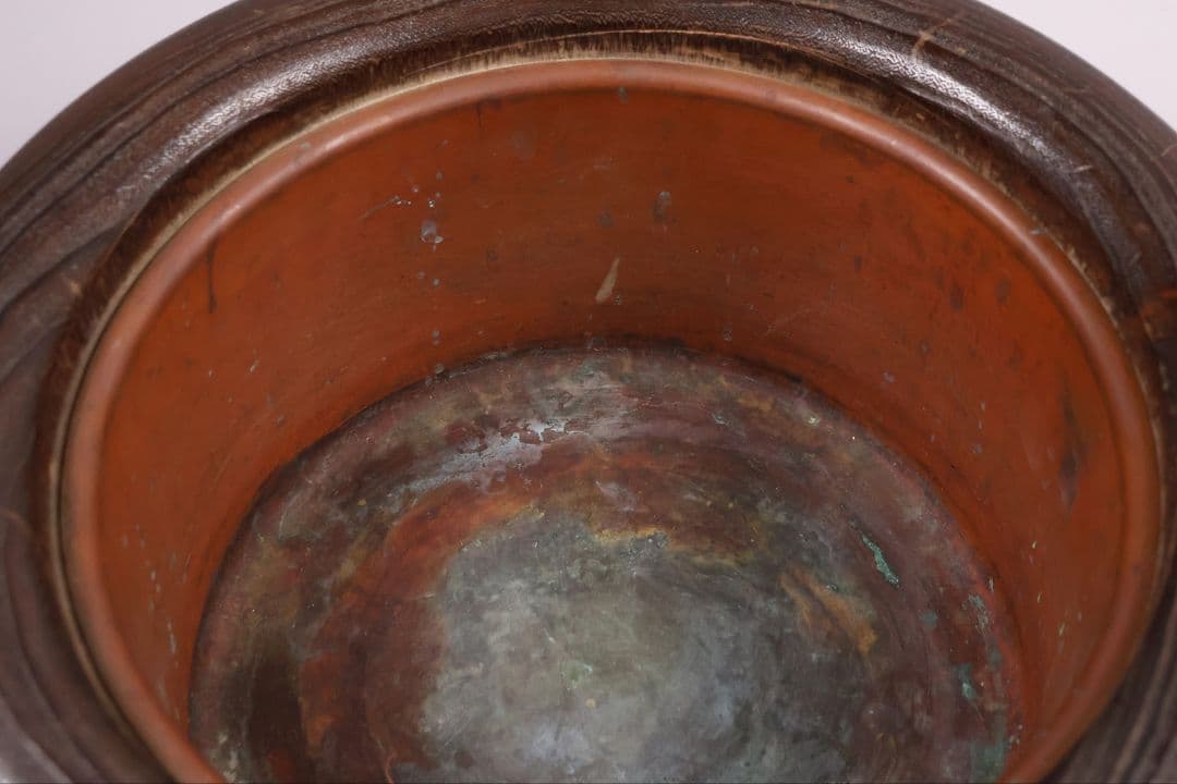 尺参 桐火鉢 金蒔絵 螺鈿細工 幅38.8cm 桐紋 菊 草花 扇面【MB31】