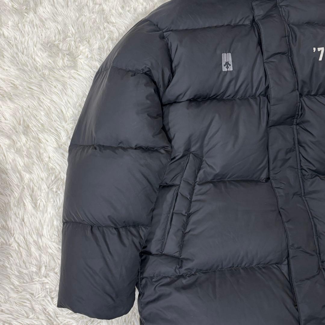 デサント ダウンコート ロング丈 着丈106cm フード脱着可 ダウン90% 黒