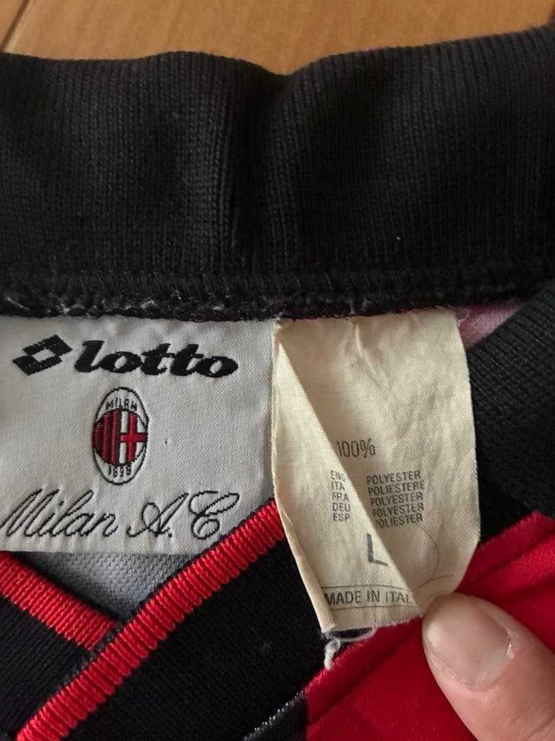 Lotto ACミラン 長袖シャツ Lサイズ 赤黒