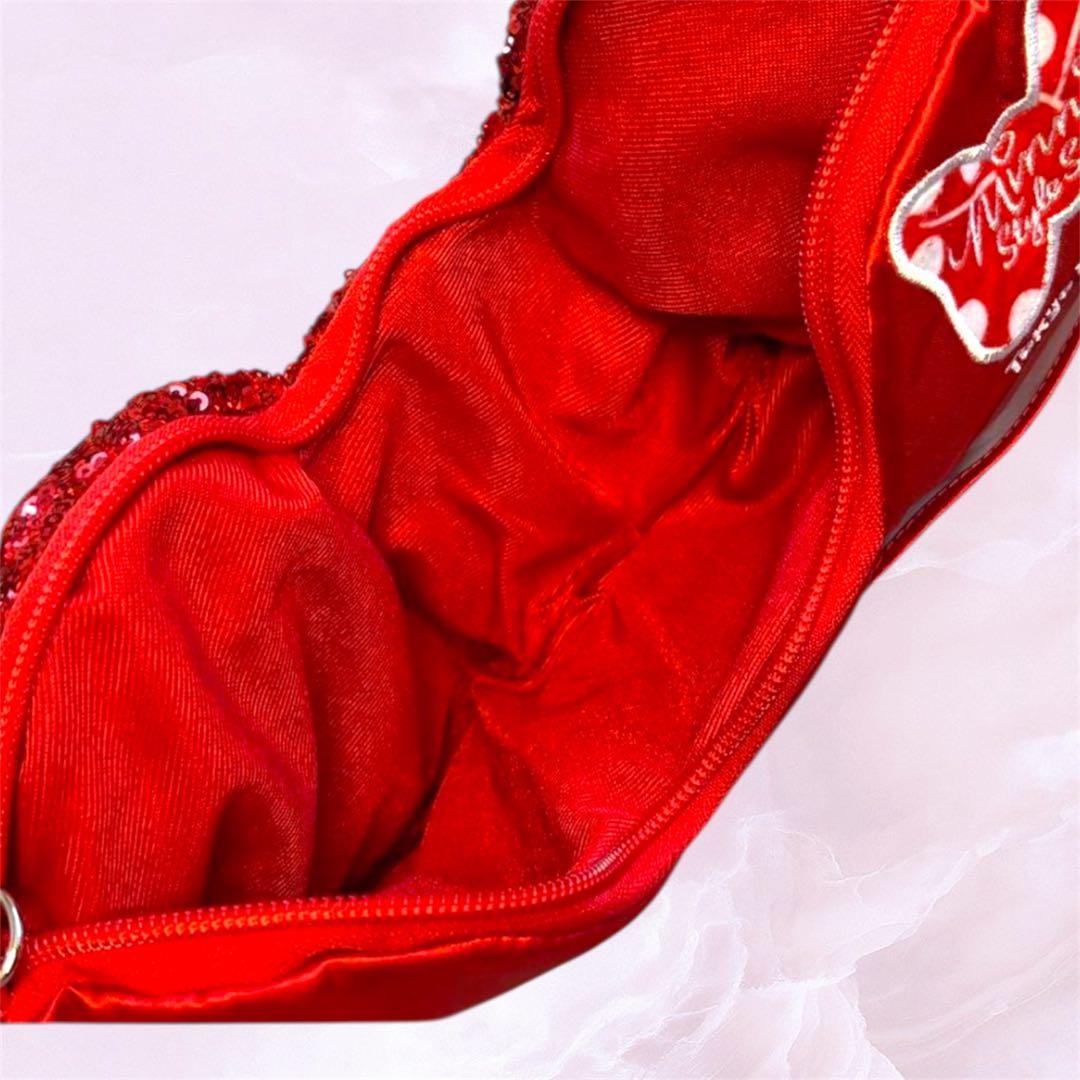 ミニー　ショルダーバッグ　スパンコール　リボン　水玉