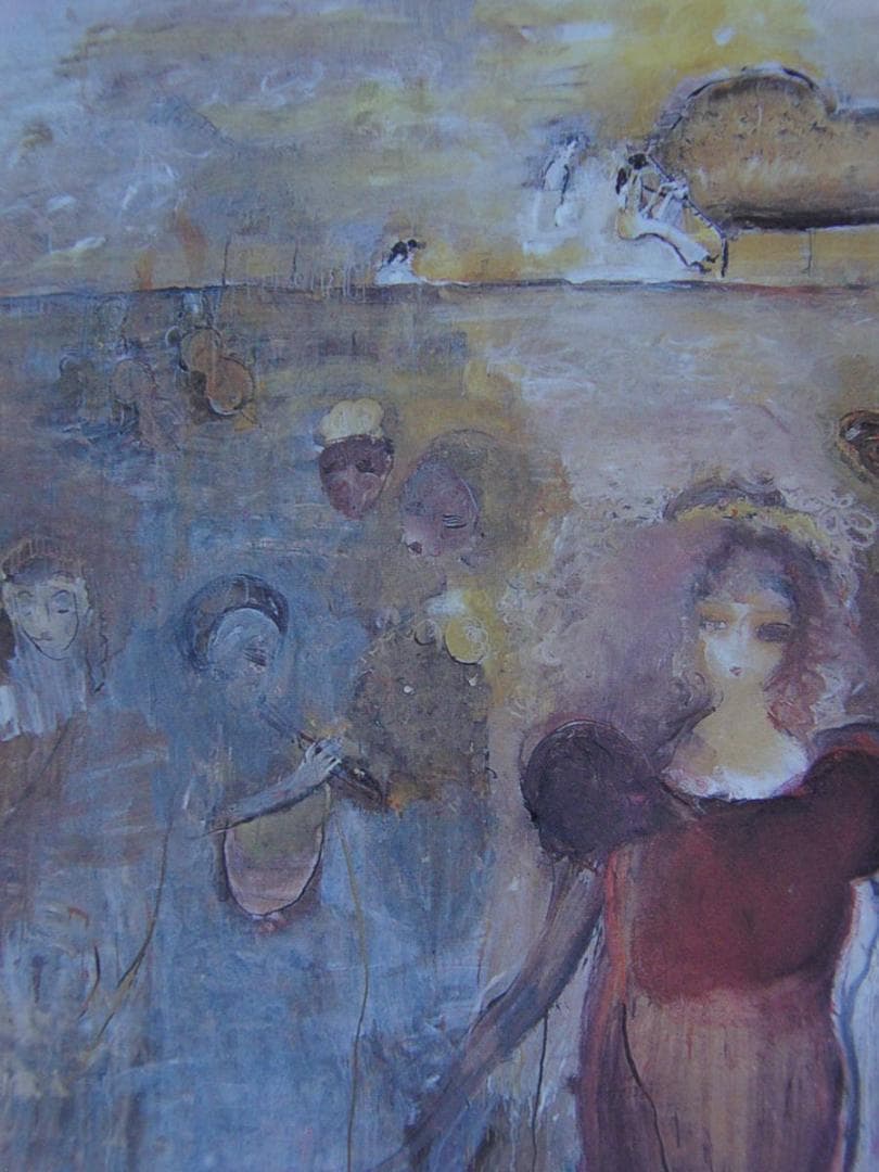 織田廣喜、【森の音楽会】、希少な額装用画集より、新品額装付