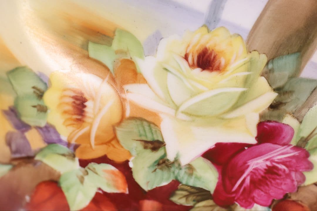 【CM309】オールドノリタケ 風景 薔薇 皿 鉢 幅21.8cm 湖畔 明治